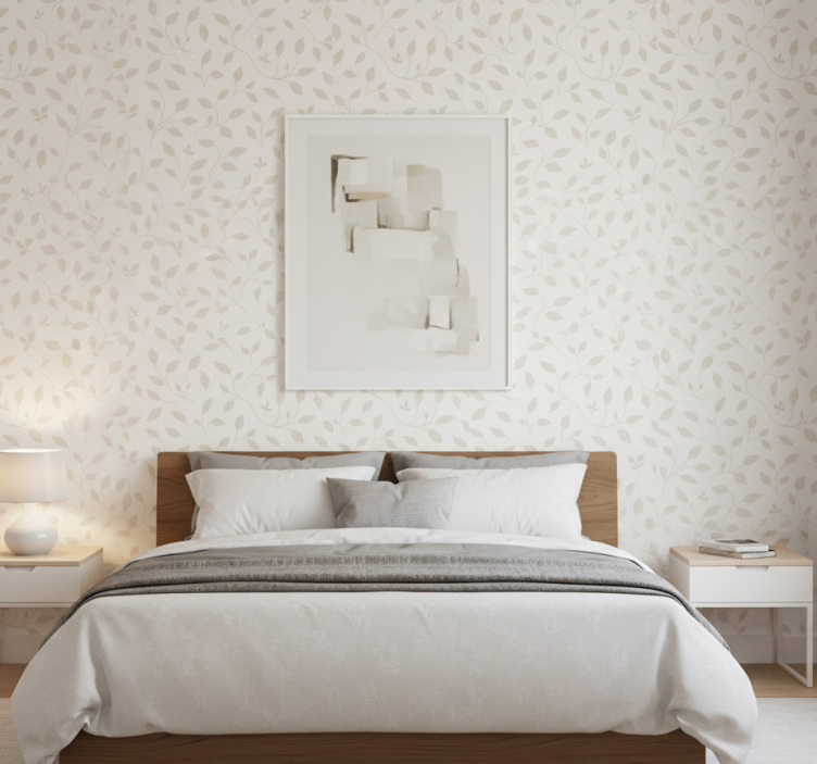 Tapet nordisk lugnande bladblommotiv - Tenstickers