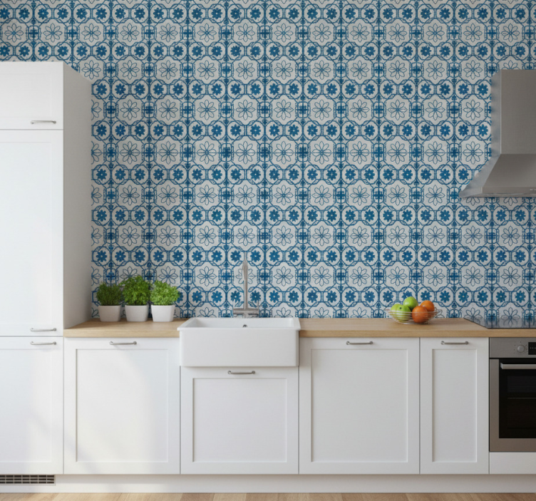 Tapet plattor blommig mosaiktile - Tenstickers