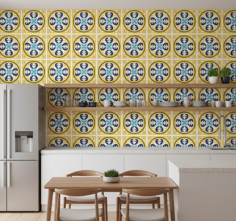 Tapet plattor blommönster keramik - Tenstickers