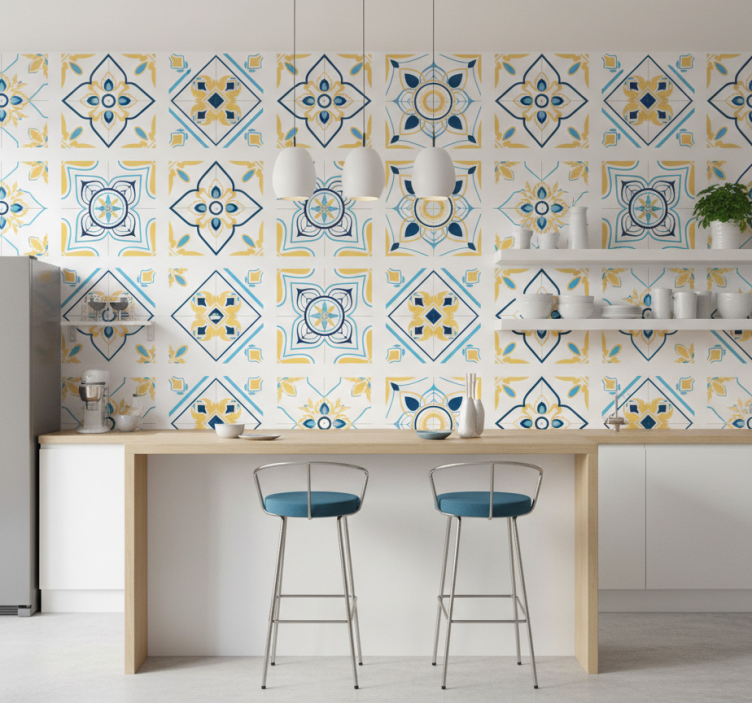 Tapet plattor geometriska mönster - Tenstickers