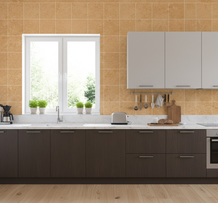 Tapet plattor ljusbeige rutor - Tenstickers