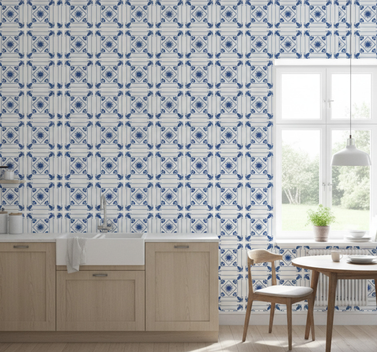 Tapet plattor utsmyckad blommor arrangemang - Tenstickers