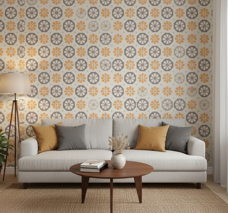 Tapet prydnadsföremål blommönster höjdpunkter - Tenstickers