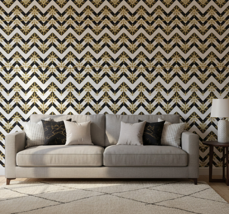 Tapet prydnadsföremål chevron blommönster - Tenstickers