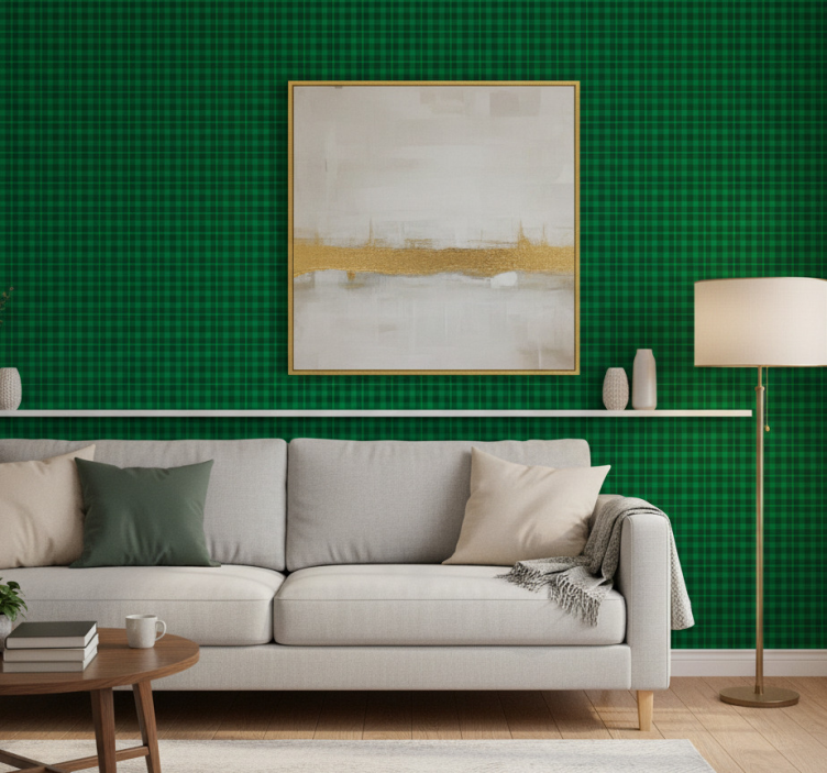 Tapet prydnadsföremål grön rutigt mönster - Tenstickers