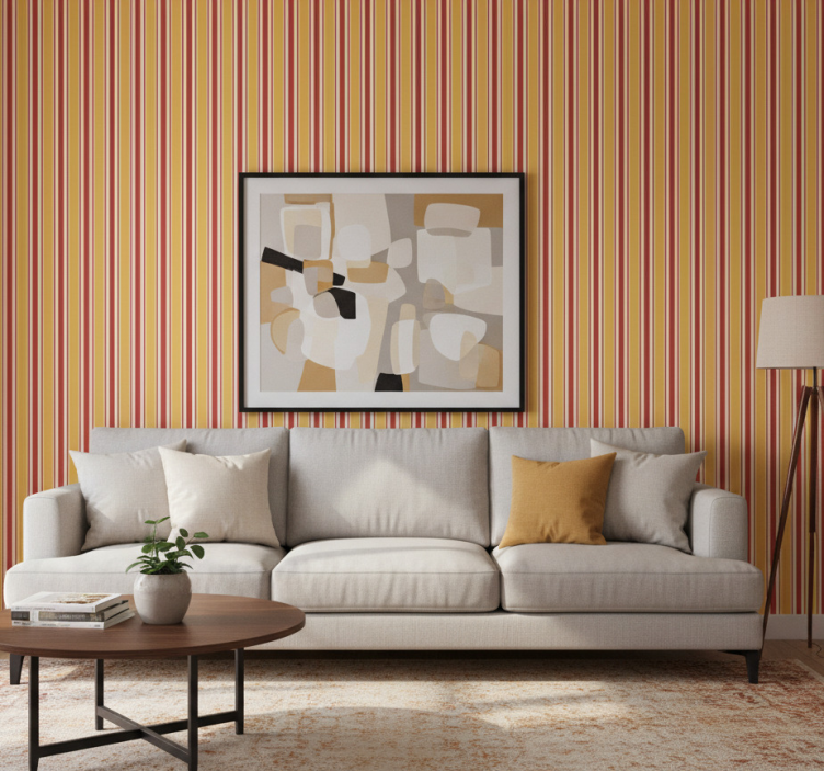 Tapet prydnadsföremål horisontell randig design varma toner - Tenstickers