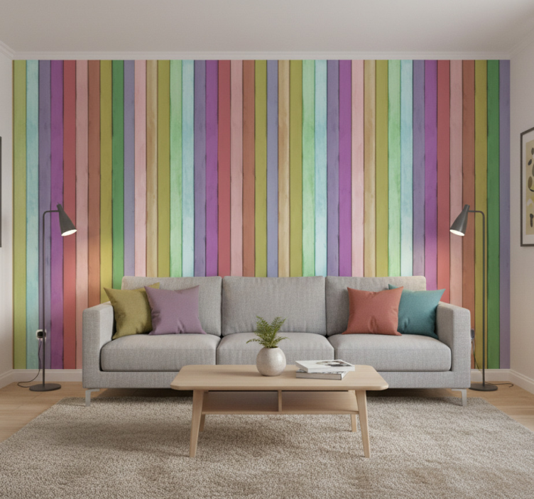 Tapet prydnadsföremål ljusa träplankor - Tenstickers