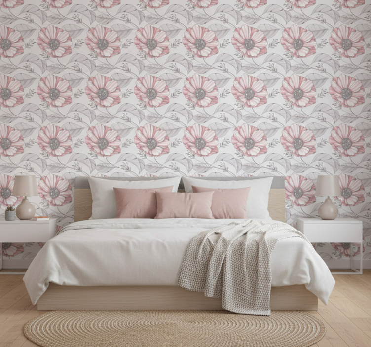 Tapet sovrum elegant rosa magnoliadesign - Tenstickers