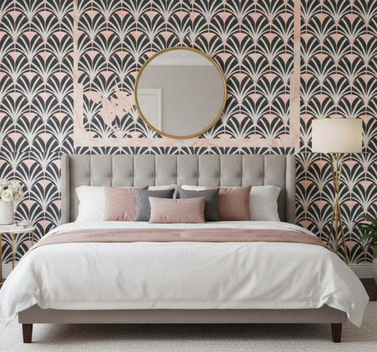 Tapet sovrum i art deco marmor effektmönster - Tenstickers