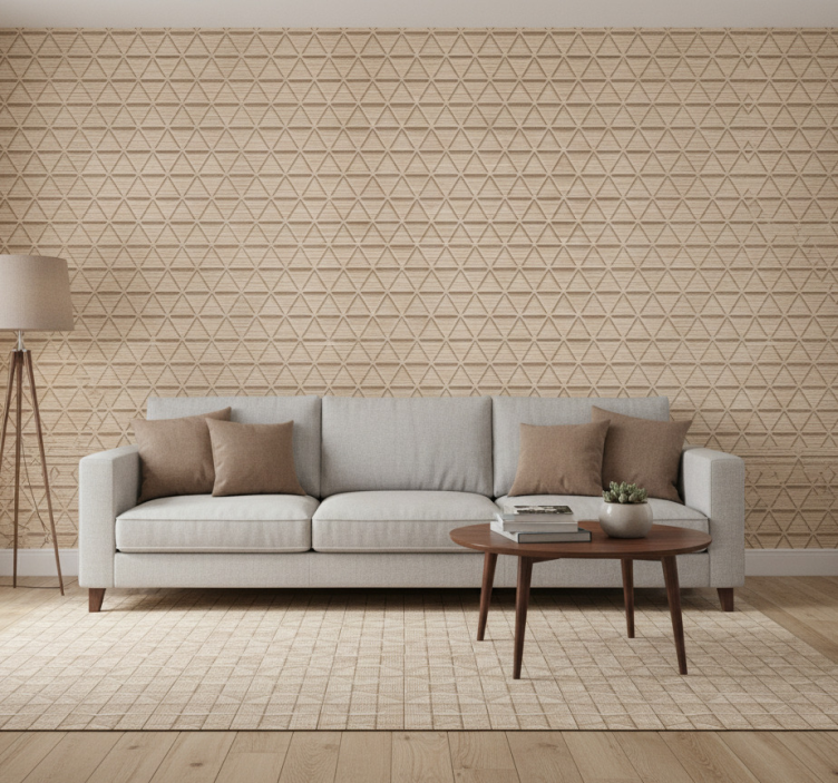 Tapet sovrum i träeffekt med triangulärt mönster - Tenstickers