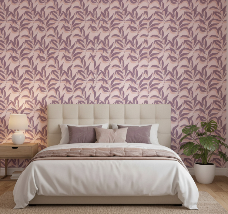 Tapet sovrum palma tropical blush design - Tenstickers