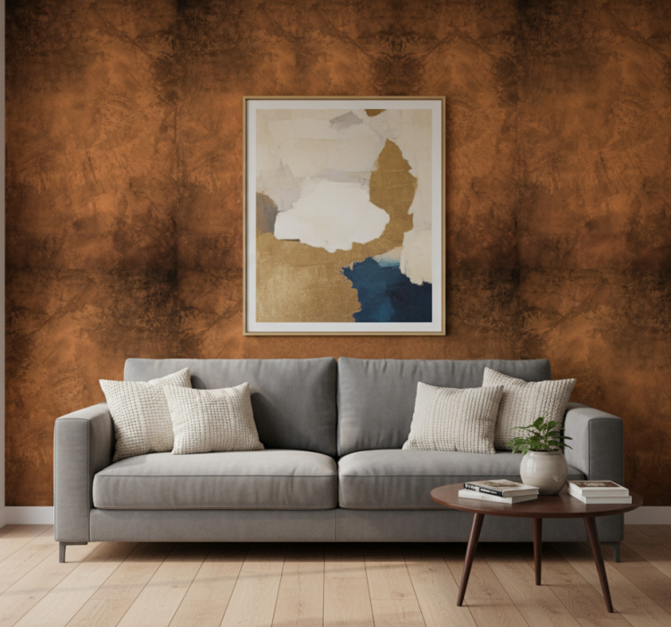 Tapet sovrum retro design rustik brun rektangulär mönster - Tenstickers