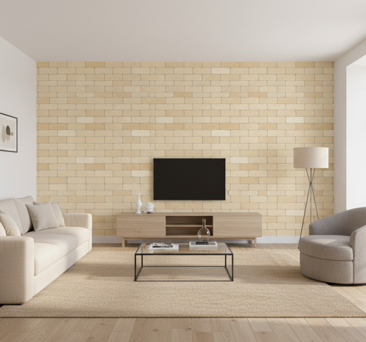 Tapet stenar beige gula tegelstenar - Tenstickers