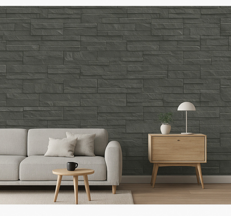 Tapet stenar kolgrå ledge stone - Tenstickers