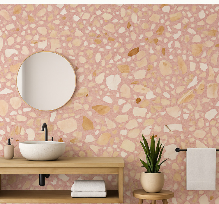 Tapet stenar rosajord terrazzo - Tenstickers