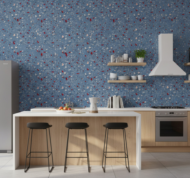 Tapet texturer och mönster blå geometrisk terrazzo - Tenstickers