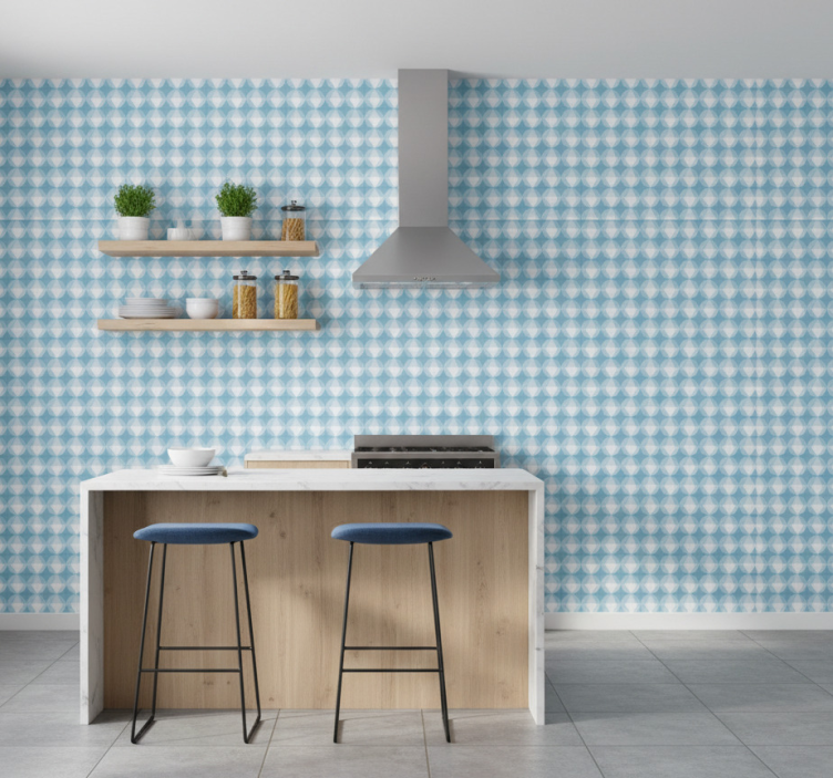 Tapet texturer och mönster geometrisk blå harmoni - Tenstickers