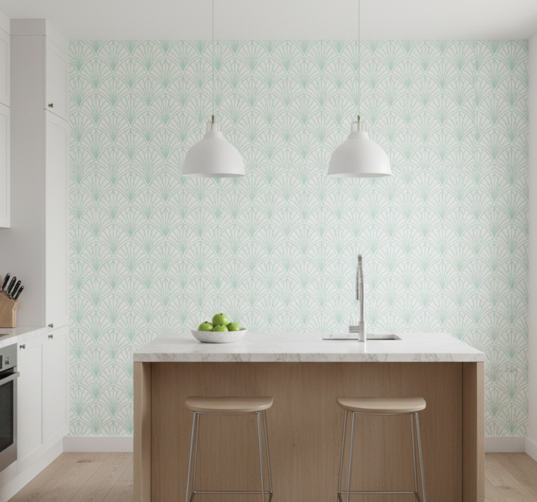 Tapet texturer och mönster geometrisk grön bladdesign - Tenstickers