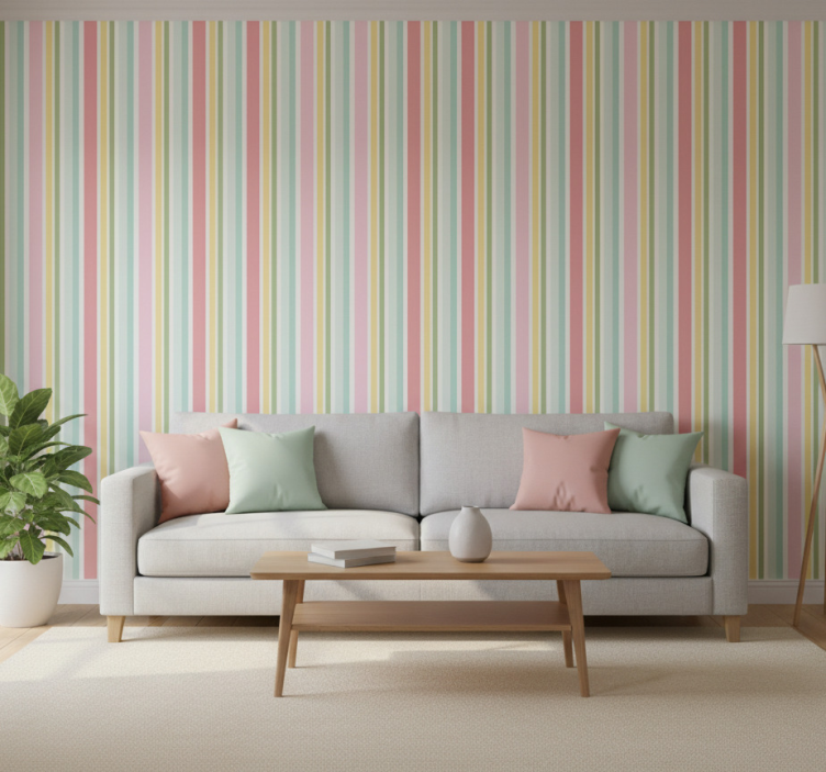 Tapet texturer och mönster horisontell pastellrandig design - Tenstickers