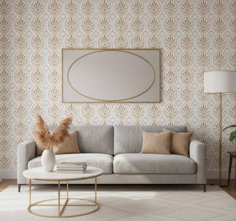 Tapet texturer och mönster modern konst vit och guld - Tenstickers