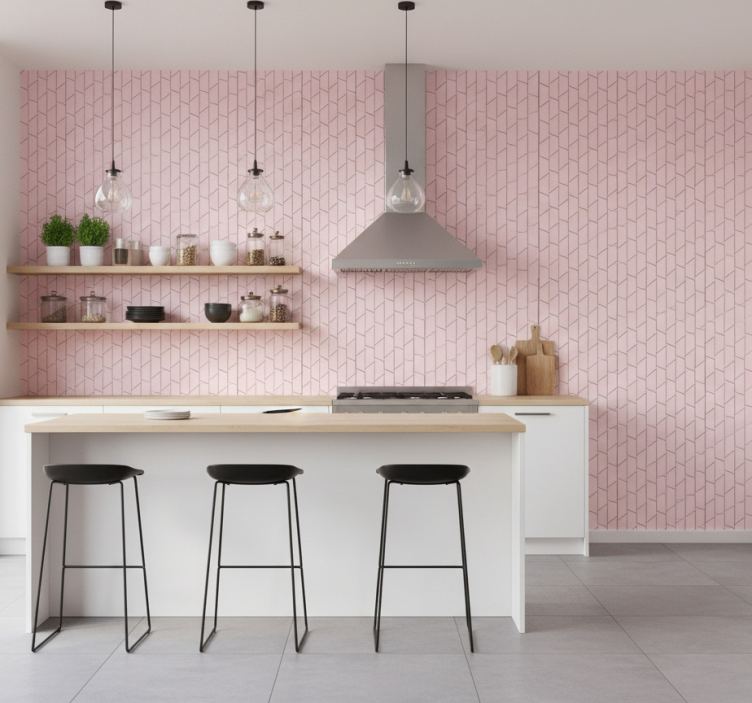Tapet texturer och mönster rosa geometrisk design - Tenstickers