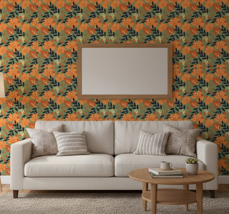 Tapet texturer och mönster stora höstlövsdesign - Tenstickers