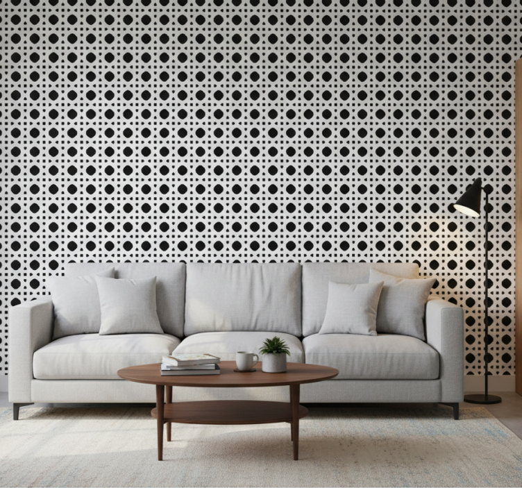 Tapet texturer och mönster i svart och vitt cannage - Tenstickers