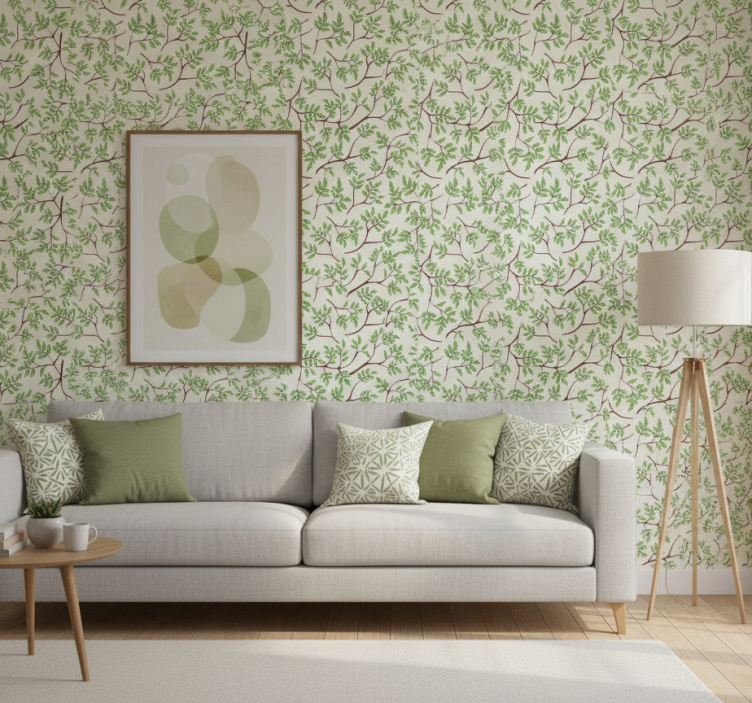 Tapet träd mönster av tunna grenar - Tenstickers