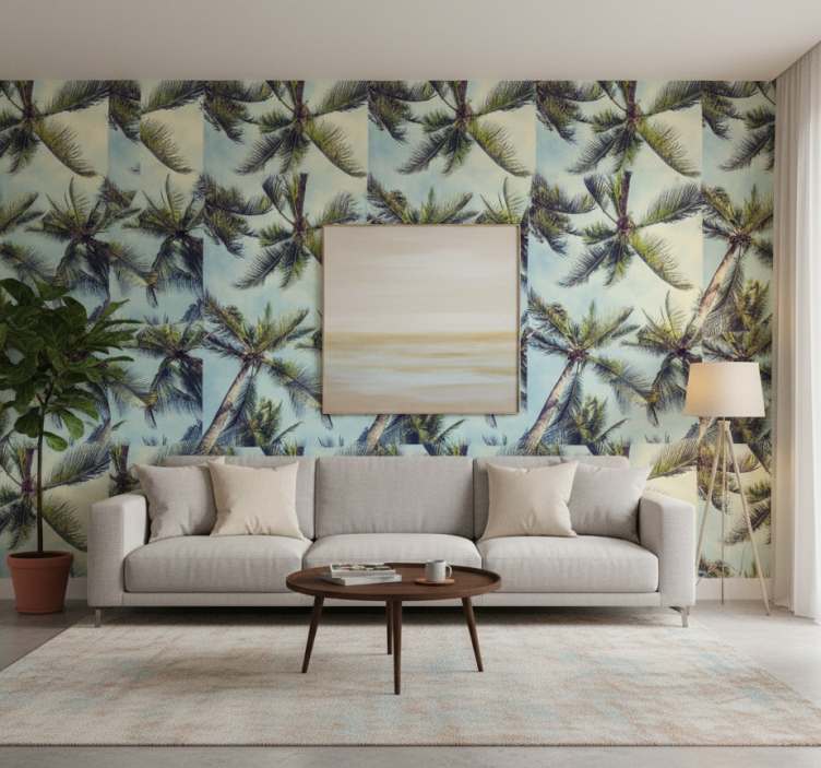 Tapet träd palmträd från botten - Tenstickers