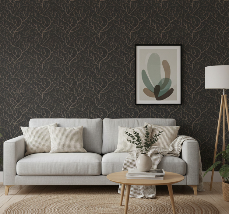 Tapet träd skandinavisk stil nattskog - Tenstickers