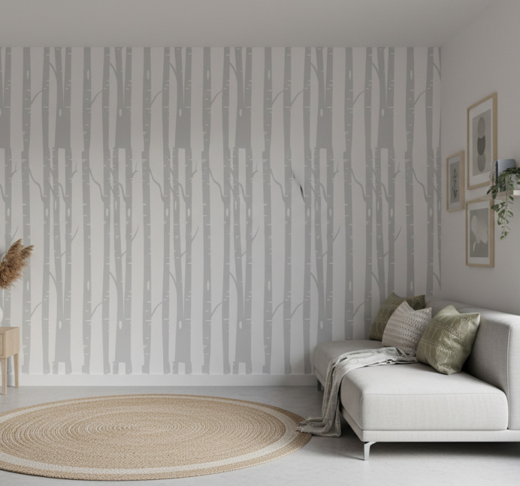 Tapet träd skog av höga björkar skandinavisk - Tenstickers