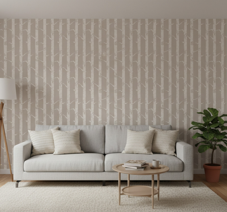 Tapet träd tunna träd skandinaviskt mönster - Tenstickers