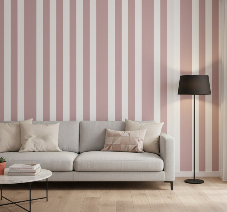 Tapet vertikala blockränder rosa och vit (b0967y7yxm) - Tenstickers