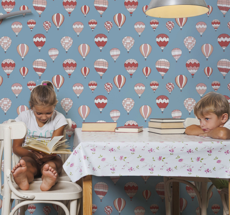 Barns tapeter rosa varmluftsballonger - Tenstickers