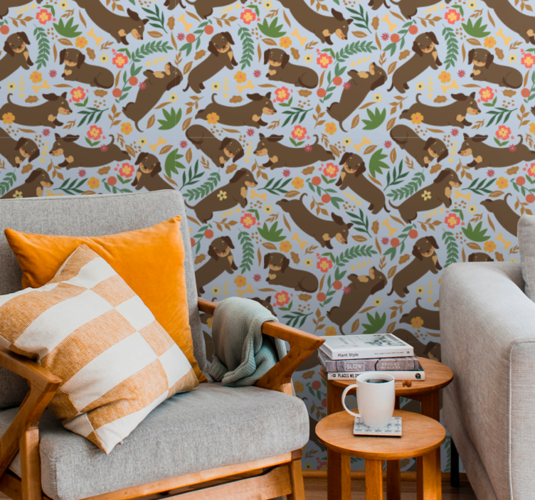 Tax och blommor mönster natur tapeter - Tenstickers