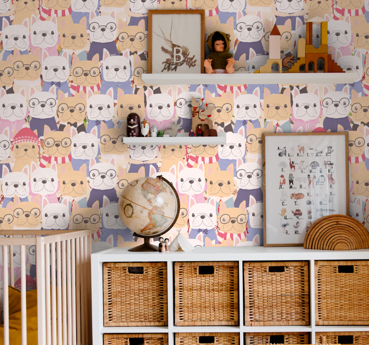 Tecknade bulldoggar Tapet hundar - Tenstickers