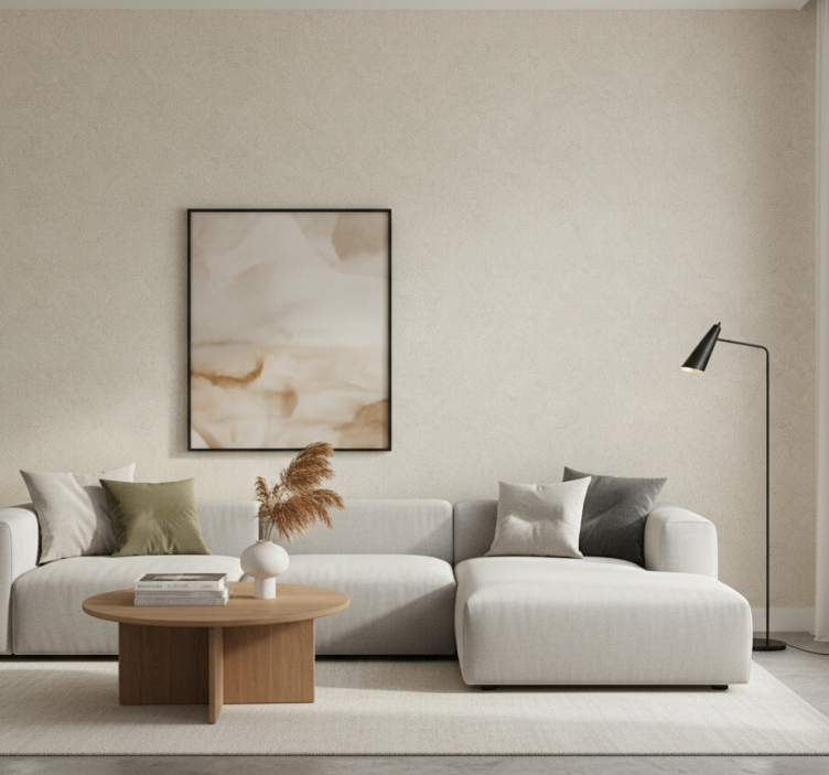 Texturerat bladmönster fondtapet vardagsrum - Tenstickers