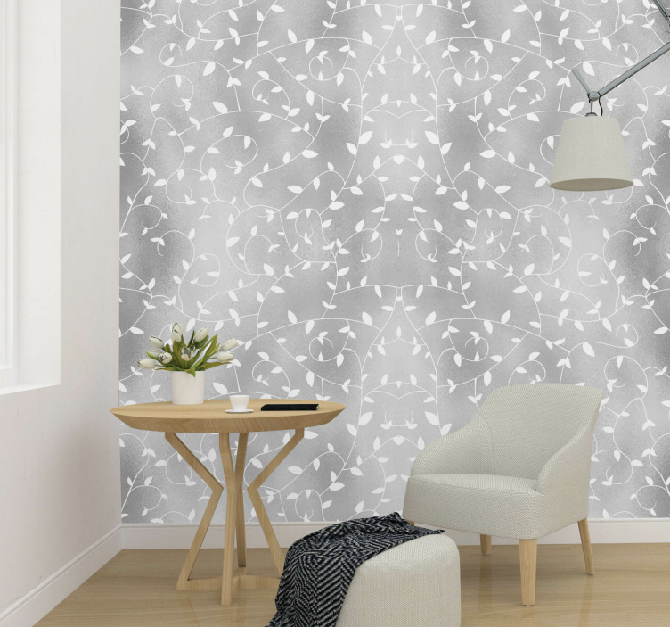 Trädgrenar vit och silver tapet - Tenstickers