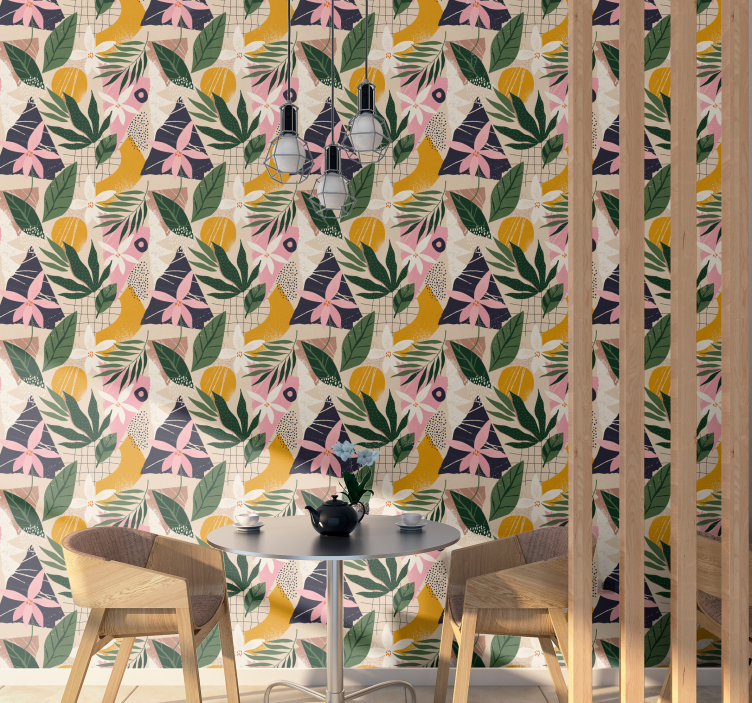 Tropisk flora mönster tapet natur - Tenstickers