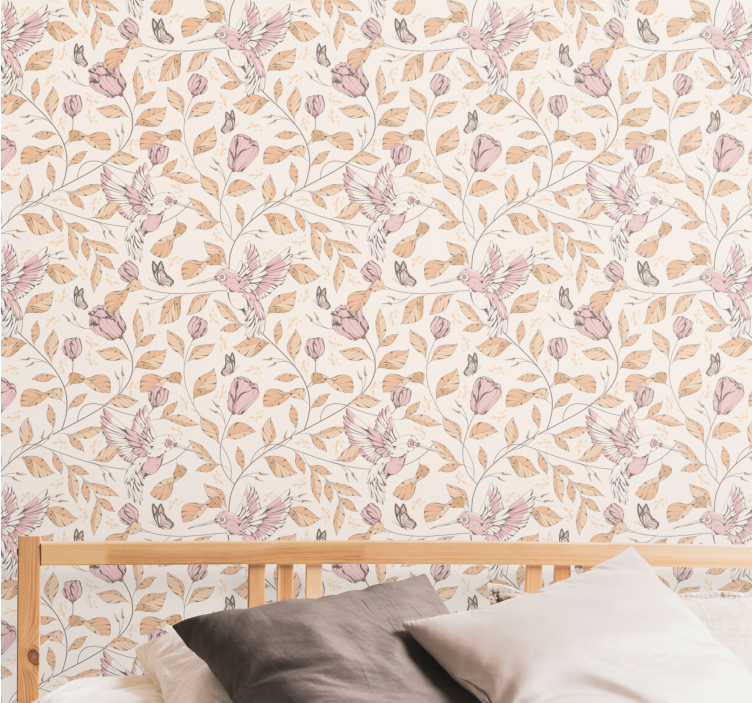 Tulpaner mönster beige färger blomma tapeter - Tenstickers