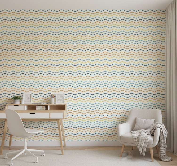 Ungdom tapeter med färgade vågiga linjer - Tenstickers