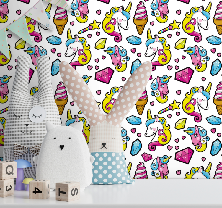 Unicorn fantasy motiv barn tapet - Tenstickers