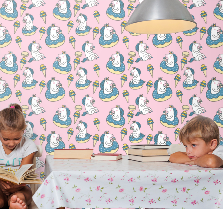 Unicorn pool party Tapet konst - Tenstickers