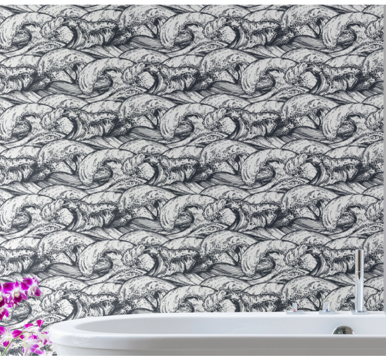 Upprörd ocean badrum tapet - Tenstickers