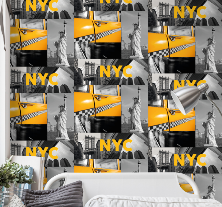 Urban collage Tapet städer och länder - Tenstickers