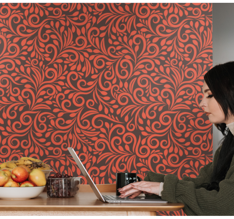 Utsmyckade virvlar Tapet blommig - Tenstickers