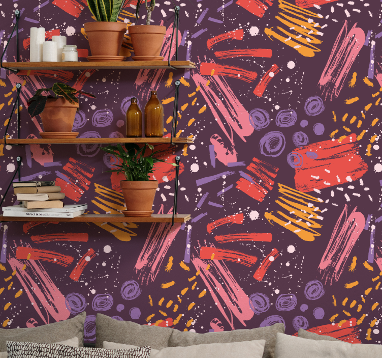 Uttrycksfulla penseldrag abstrakt tapet - Tenstickers