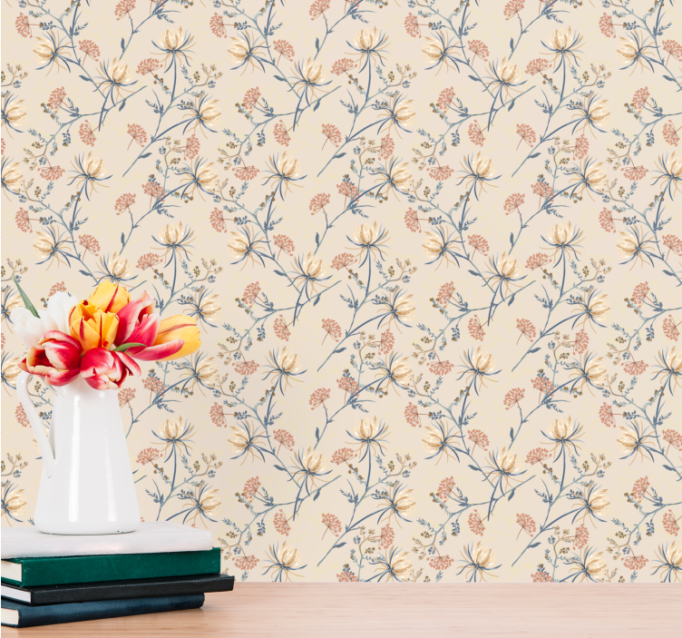 Vacker blommig design Tapet blommor - Tenstickers