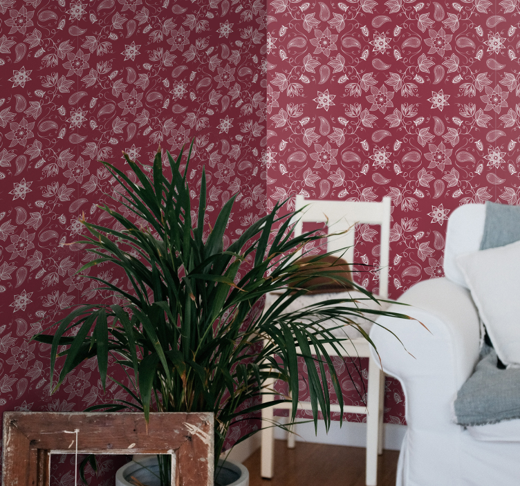 Vackra paisley blommor prydnads tapeter - Tenstickers