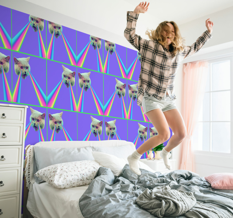 Vaporwave laser katt tapeter - Tenstickers